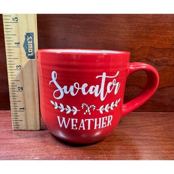 Sweater Weather Ceramic Mug  Candy Cane Christmas 17.35 Ounces Red Coffee Cup - Picture 7 of 7